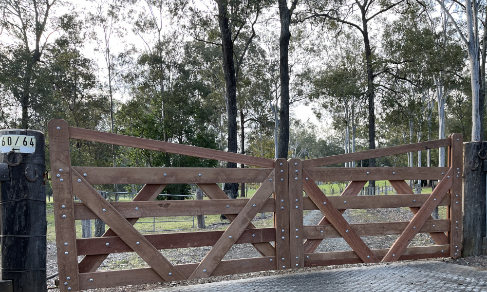 Darren Skewis Fencing Double Custom Ironbark Gates Australian